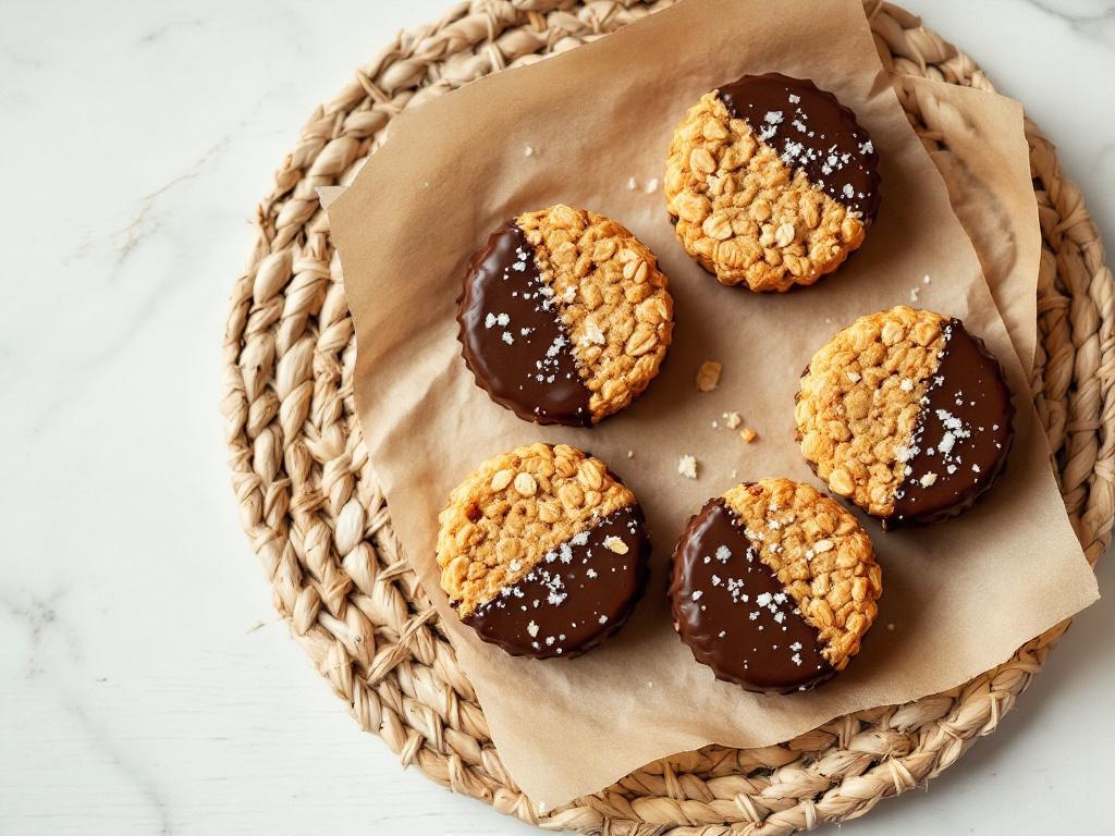 Petit gâteau moelleux nappé de chocolat noir fondu et parsemé de fleur de sel, posé sur une assiette en céramique